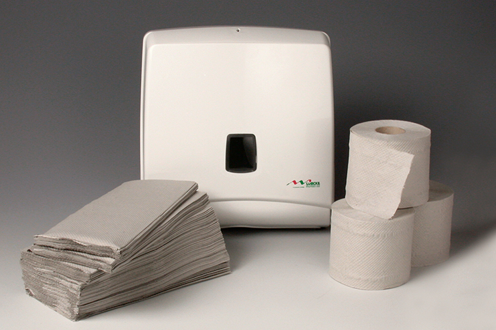 Paper towel dispenser, plastic, white