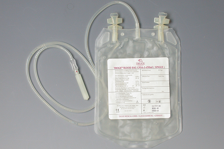 Blood bags, single, 450 ml with Luer-Lock hub